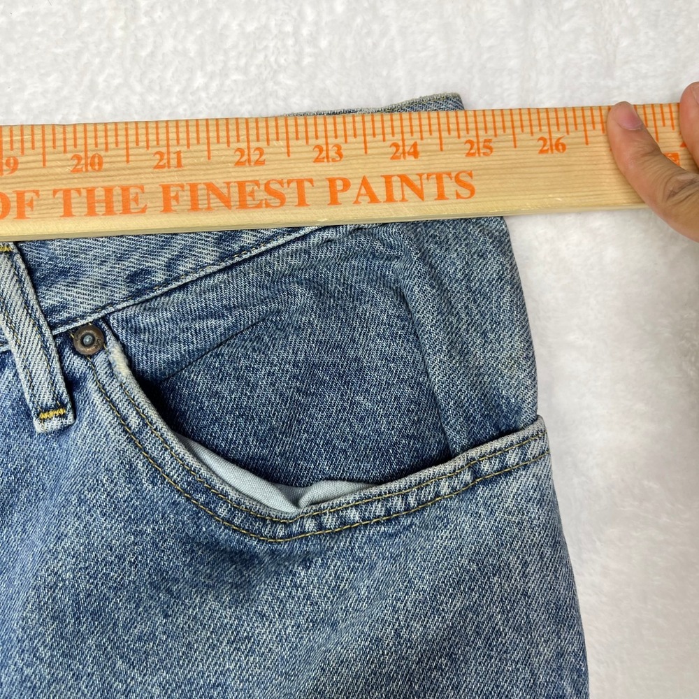 Lee Straight Leg Jeans Mens Blue Denim High Rise Pockets Classic Zip Fly - 50X27 - Picture 3 of 13